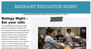Screenshot of Aleknagik migrant family night newsletter 